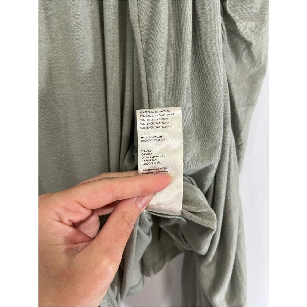 Free People Serenade Tee Sage Green Ruched Sleeve Convertible Top Small